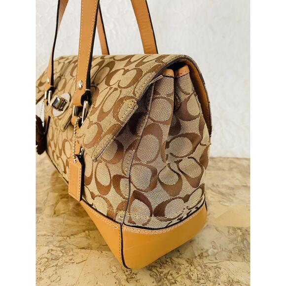 Coach Signature Hampton kakhi/brown Flap Bag F13070 Satchel/Carryall - Picture 4 of 10